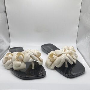 JEFFREY CAMPBELL Elegant Cream Jelly Floral Women's Sandals NWT SZ 8 Nordstrom